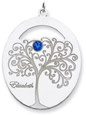 Sterling Silver Oval Family Tree Pendant with 1 Stone