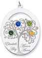Sterling Silver Oval Family Tree Pendant with 4 Stones