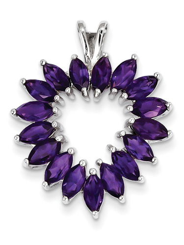 Marquis Amethyst Heart Pendant, Sterling Silver