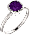 Bezel-Set Square Cushion-Cut Amethyst Ring in Sterling Silver