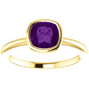 Cushion-Cut Amethyst Ring Bezel-Set in 14K Yellow Gold 2