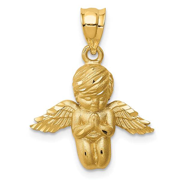 Small praying angel pendant 14k gold