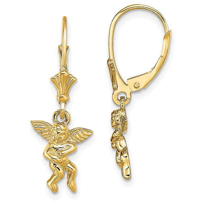 angel dangle earrings 14k gold
