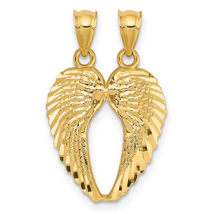 break apart angel wings pendant 14k gold