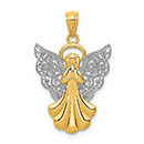 filigree angel necklace pendant 14k two tone gold