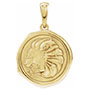 Small 14K Gold Lion Medallion Disc Pendant