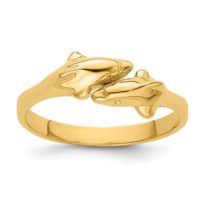 2 dolphins ring 14k gold