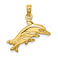 small mamma dolphin with 2 baby dolphins 14k gold