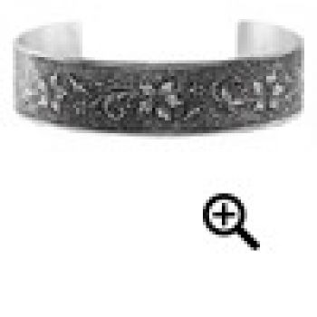 Edwardian-Style Flower and Buds Cuff Bangle Bracelet, Sterling Silver 2