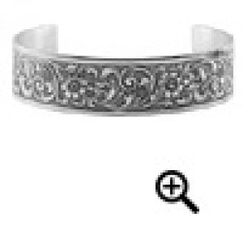 Victorian-Style Vintage Floral Cuff Bangle Bracelet in Sterling Silver 2