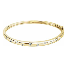 1/2 Carat Staggered Diamond Bangle Bracelet in 14K Gold