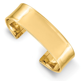 Italian 14K Gold Polished Plain Bangle Cuff Bracelet
