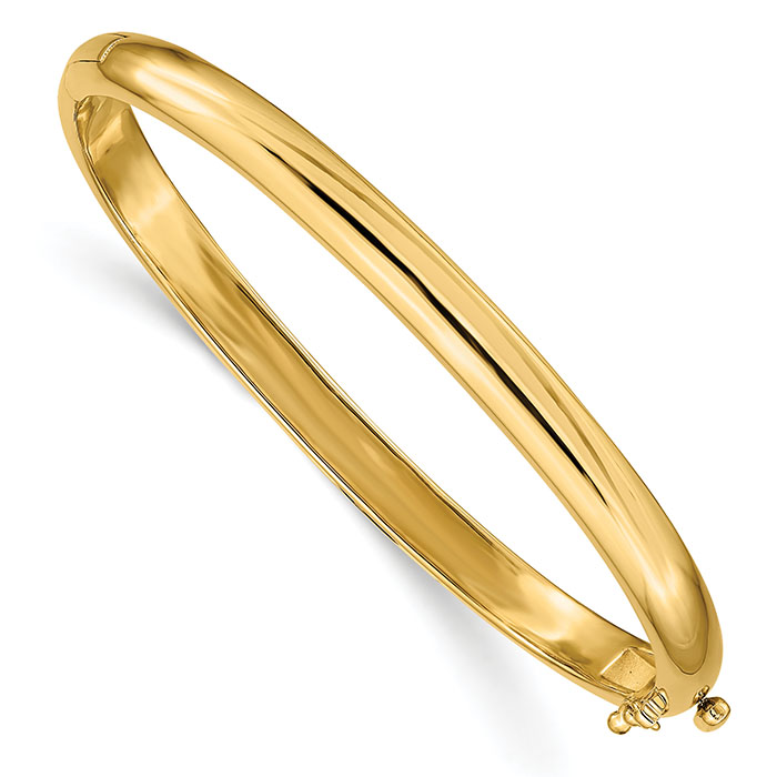 Fully Solid Hinged Bangle Bracelet 14K Gold
