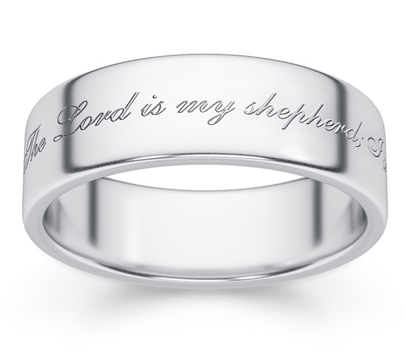 The Lord is My Shepherd Bible Verse Ring, 14K White Gold
