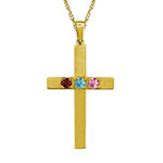 Personalized 3 Gemstone Birthstone Cross Necklace