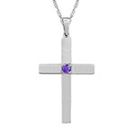 birthstone cross necklace white gold