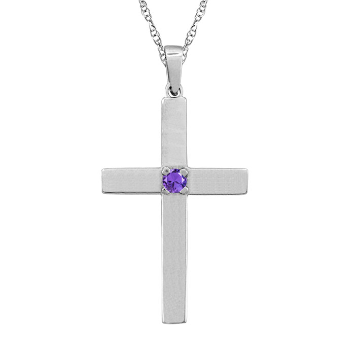 birthstone cross necklace white gold