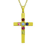 5 birthstone personalized family gemstone cross necklace