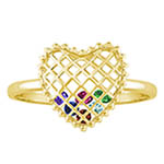 mother's caged gold birthstone heart ring