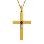 2 gemstone personalized cross necklace yellow gold
