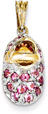 Pink Tourmaline October Birthstone Baby Shoe Charm Pendant, 14K Gold