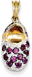 June Birthstone Rhodolite Garnet Baby Shoe Pendant, 14K Gold