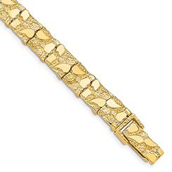 10mm Men's Nugget Bracelet 14K Gold