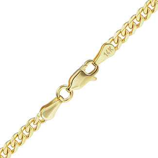 14k gold 7.3mm heavy rounded curb bracelet for men