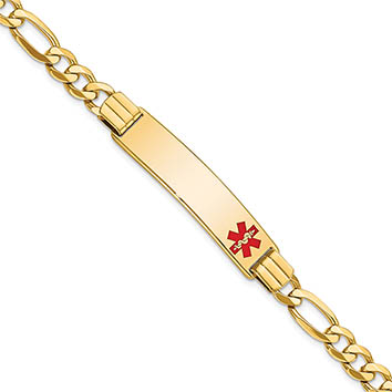 Men's 14K Gold 7mm Figaro Medical ID Bracelet