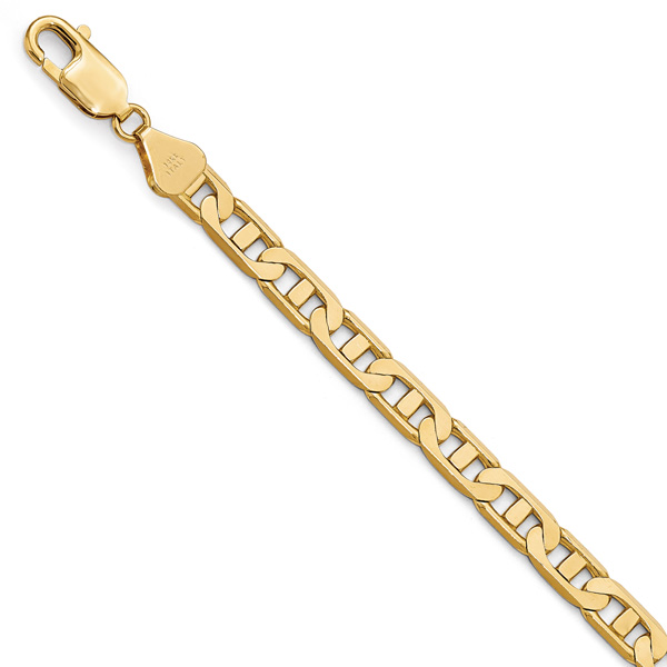 14K Gold Italian Anchor Chain Bracelet, 6mm