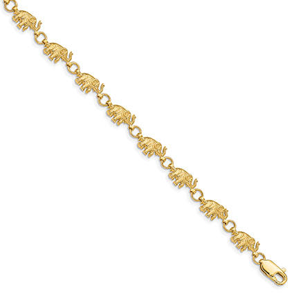 14K Gold Elephant Bracelet