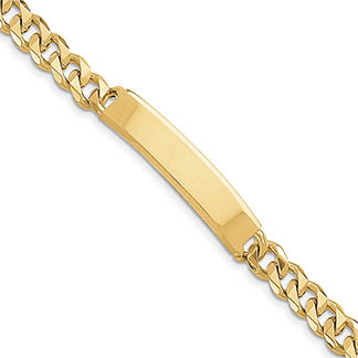 14k gold men's 8mm curb link id bracelet