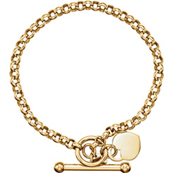 14K Gold Toggle Heart Charm Bracelet