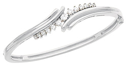 14K White Gold 1/2 Carat Diamond Swirl Bangle Bracelet