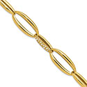 18K Gold Italian Diamond Oval Link Bracelet for Women 2