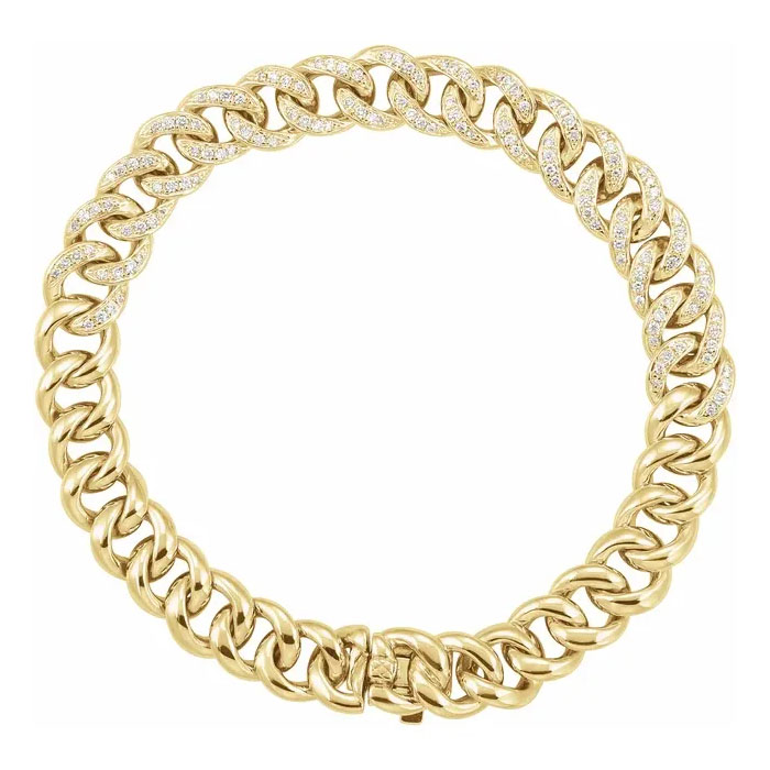 3/4 Carat Diamond Curb Bracelet for Women in 14K Gold