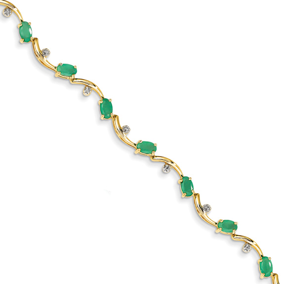 3 Carat Oval Emerald Bracelet, 14K Gold