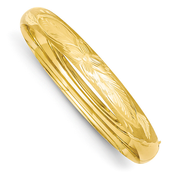 Florentine Hinged Bangle Bracelet, 14K Gold