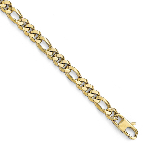 Handmade Italian Figaro Bracelet for Men, 14K Gold