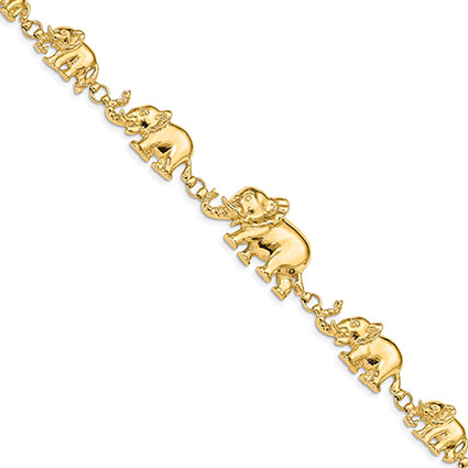 Large Elephant Bracelet 14K Gold