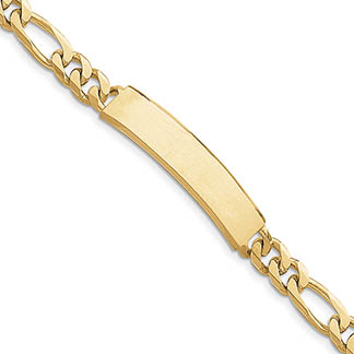 men's 9mm 14k gold figaro link id bracelet