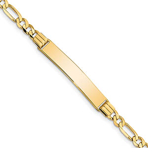 women's 14k gold 6mm figaro id bracelet 7 inch