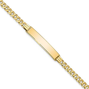 14k gold women's 7mm curb id bracelet 7 inch