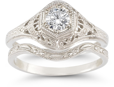 Diamond Engagement Ring and Bridal Wedding Band Sets