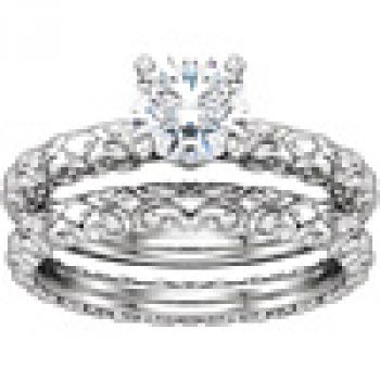 Sculpted Bridal Engagement Wedding Ring Set, 1/2 Carat 5