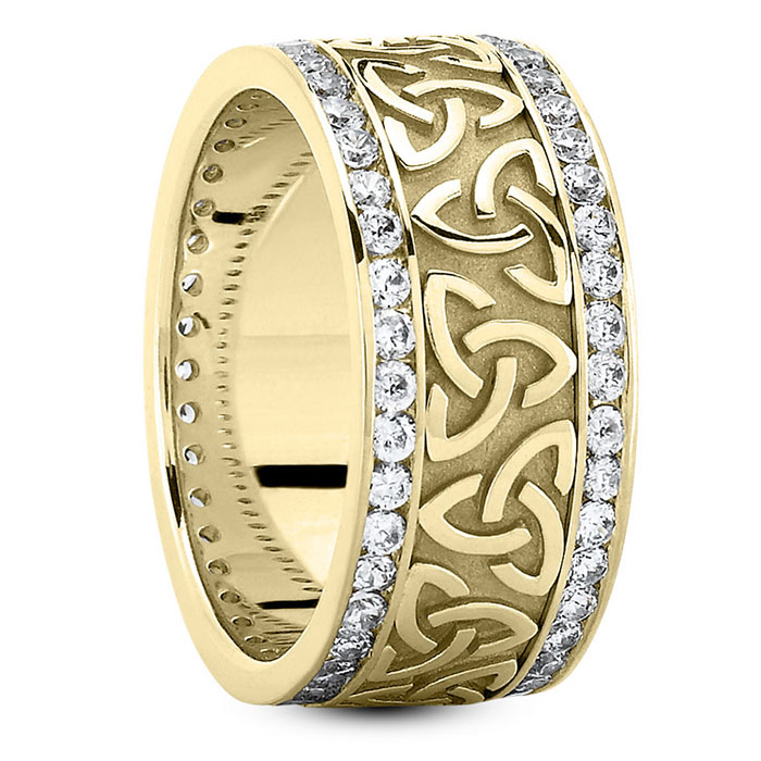 1 Carat Diamond Celtic Triquetra Wedding Band Ring in 14K Gold