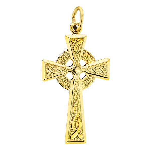 14k gold gaelic celtic cross pendant