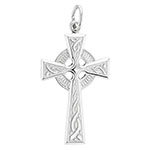 14k white gold celtic gaelic cross pendant