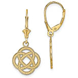 celtic knot shield leverback earrings 14k gold