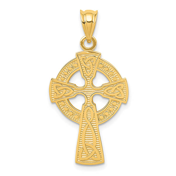 medium 14k gold celtic knot cross pendant